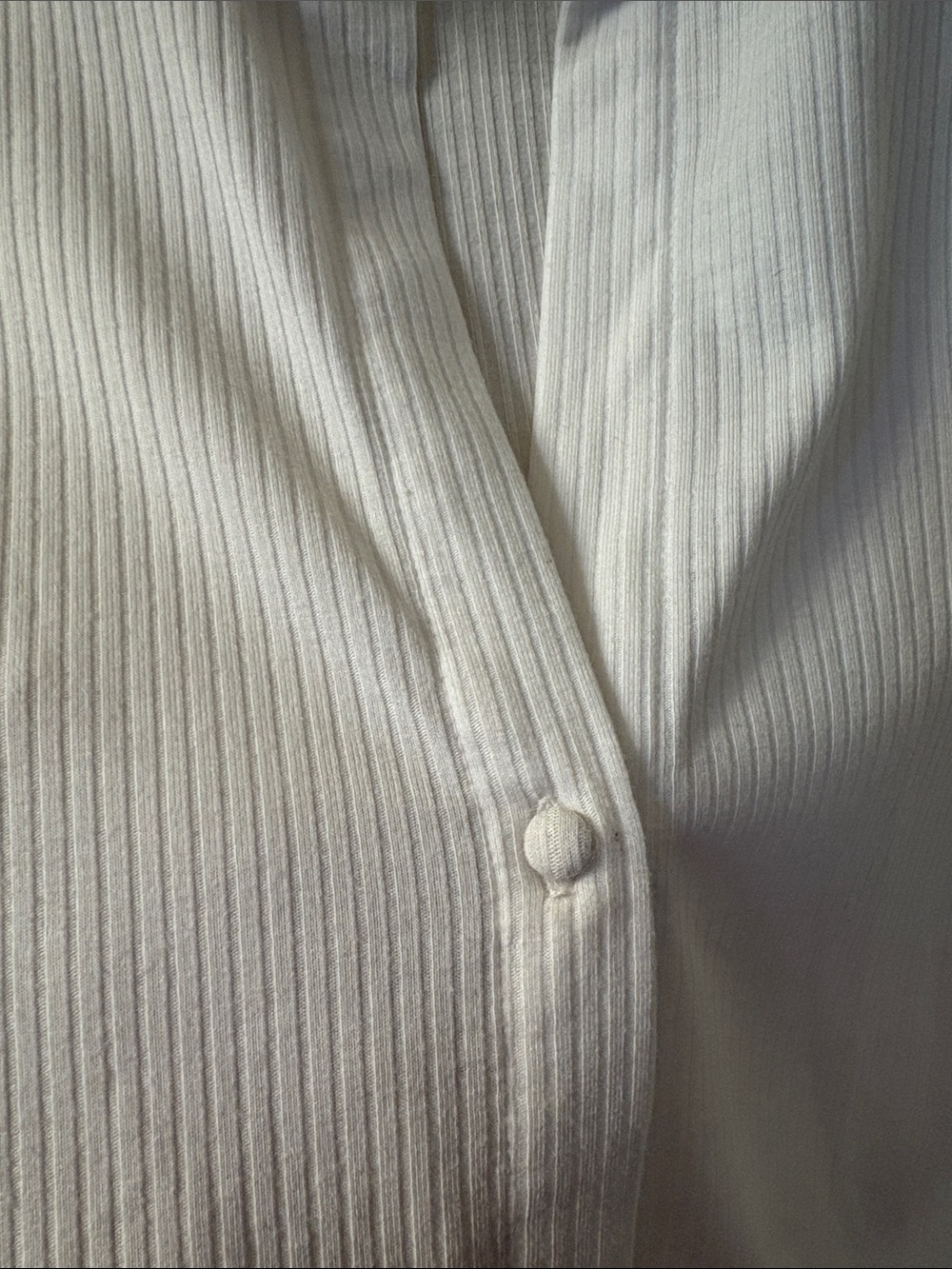 And Now This White Ribbed Button-Front Collared Top - Picture 4 of 5